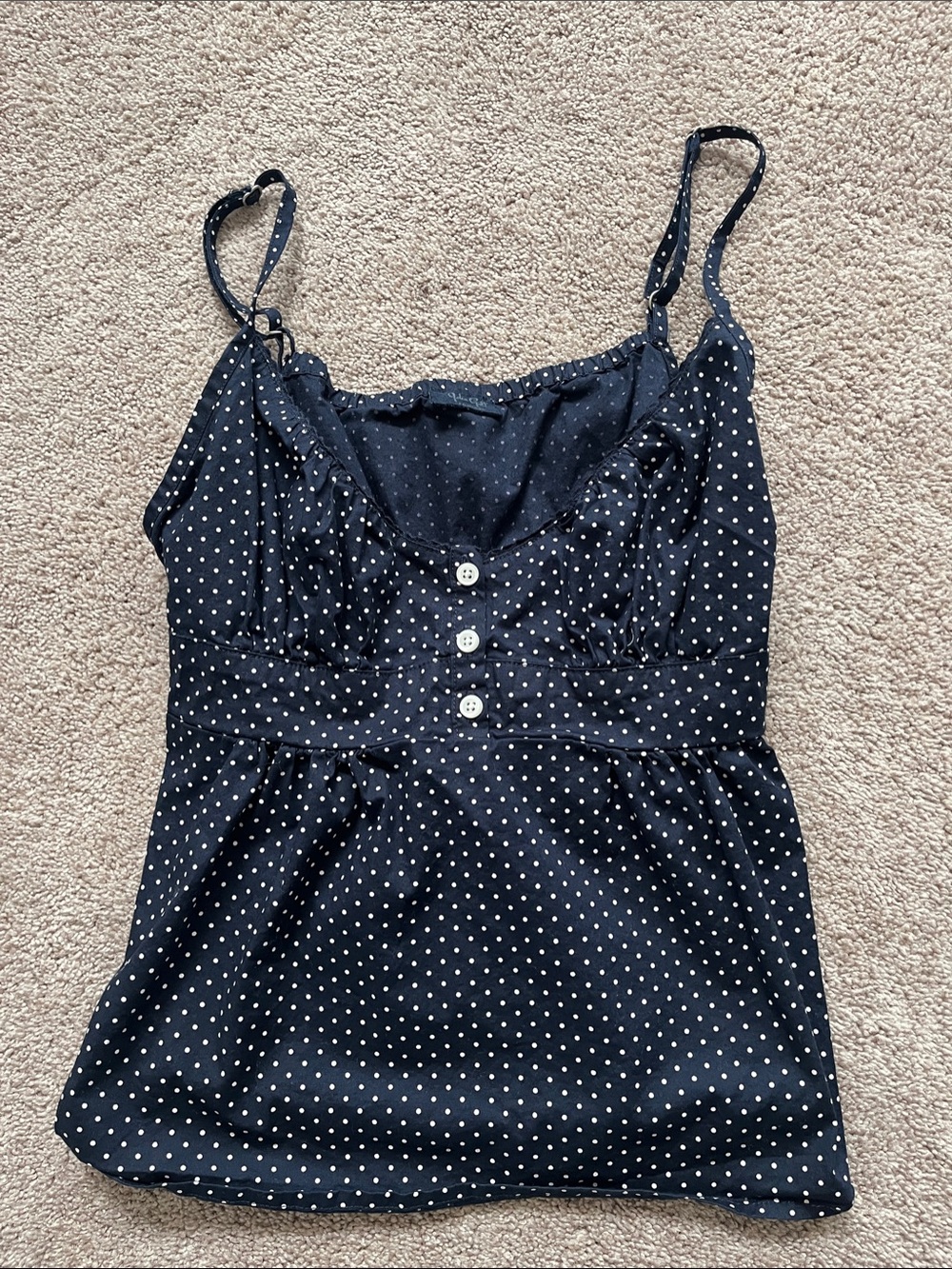 PacSun - John Galt White Polka Dot Navy Tank Top w Tie in Back